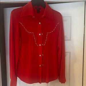 Women’s western snap button up shirt with rhinestones